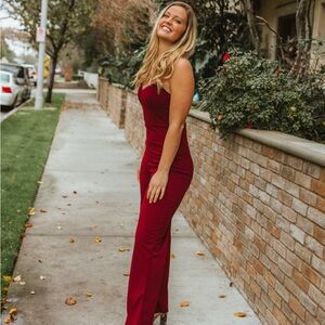 Lulus maroon spaghetti strap jumpsuit